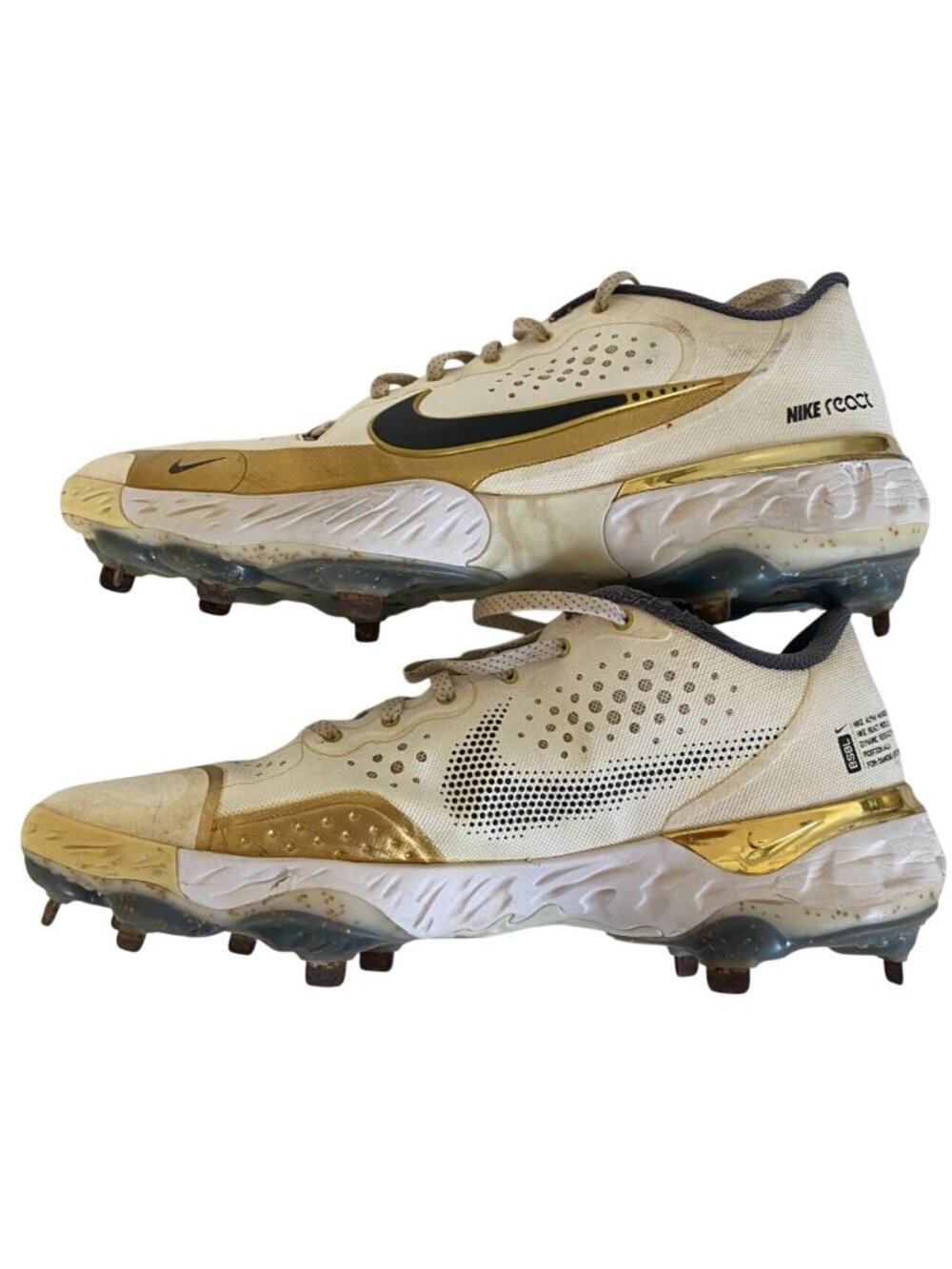 Nike Alpha Huarache Elite 3 Low White Gold Baseball Cleats Mens 11.5 CV3552-106